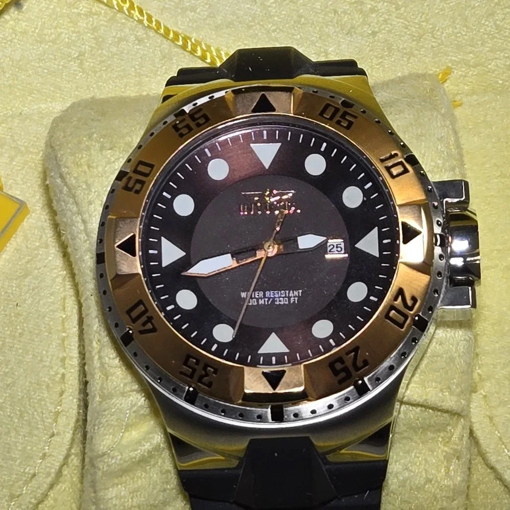 Invicta Excursion Sport Model 14438 Swiss Made Watch Two Tone Brown Dial